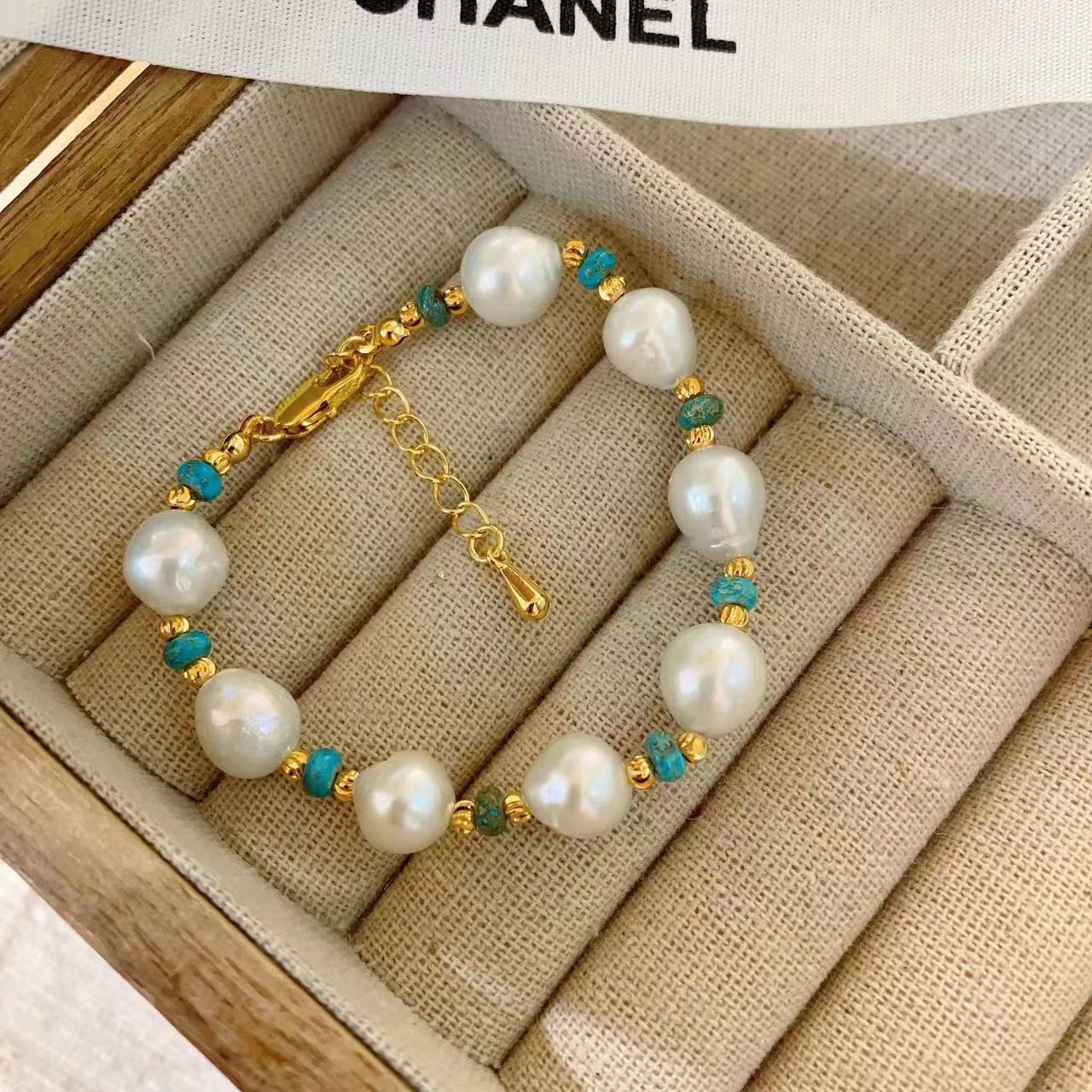 Natural Baroque Pearl Bracelet Women's Summer Plated 22K Gold Adjustable ins Niche Design Jewelry Light Luxury Bracelet