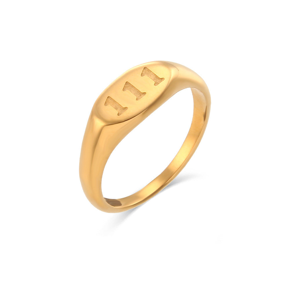 18K gold color-preserving angel number stamp ring number 111 222 333 999 number ring ring ring