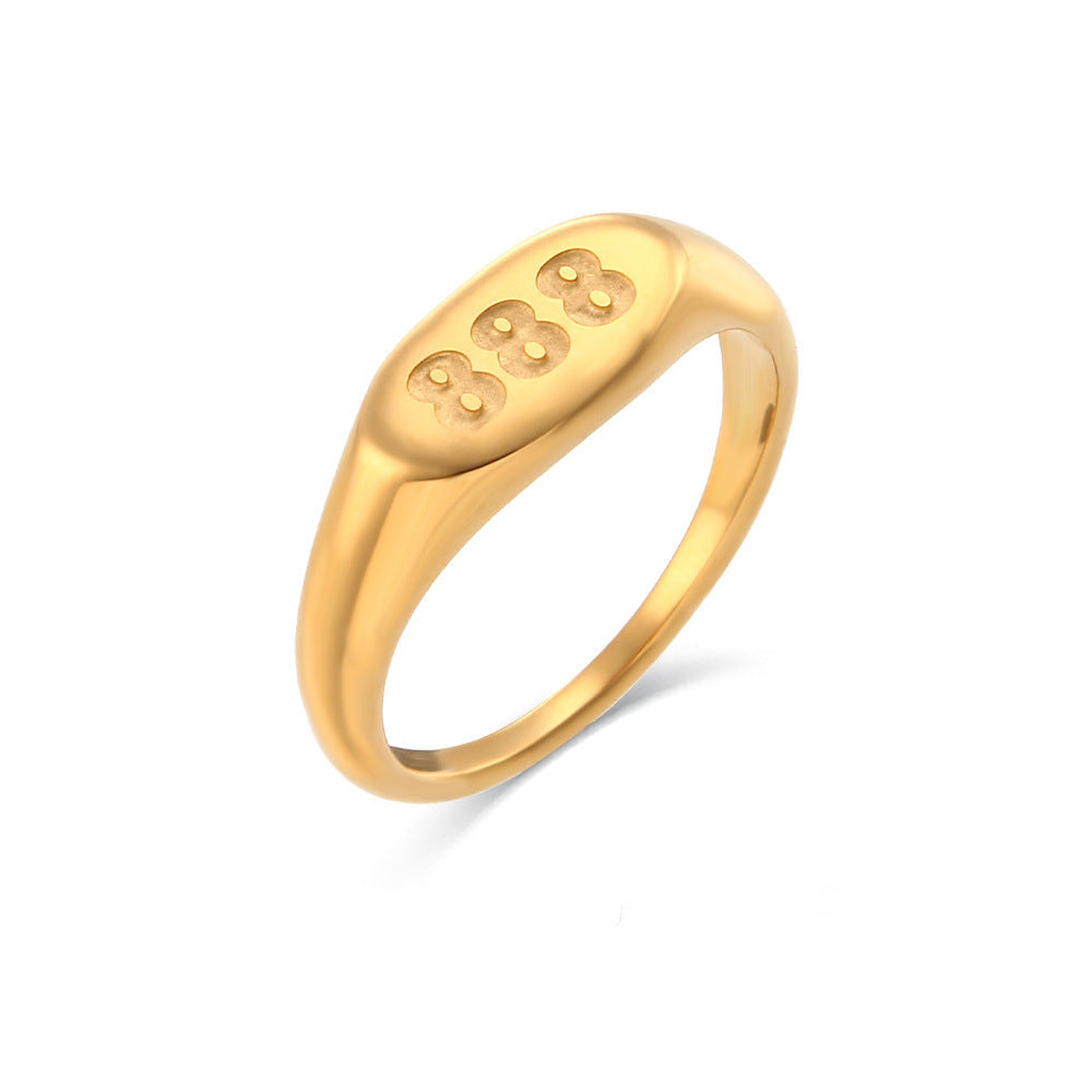 18K gold color-preserving angel number stamp ring number 111 222 333 999 number ring ring ring