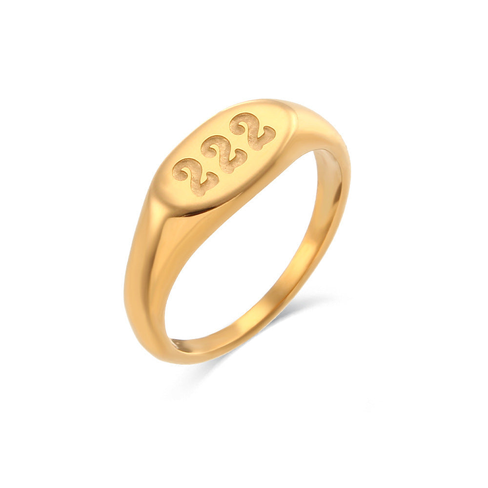 18K gold color-preserving angel number stamp ring number 111 222 333 999 number ring ring ring