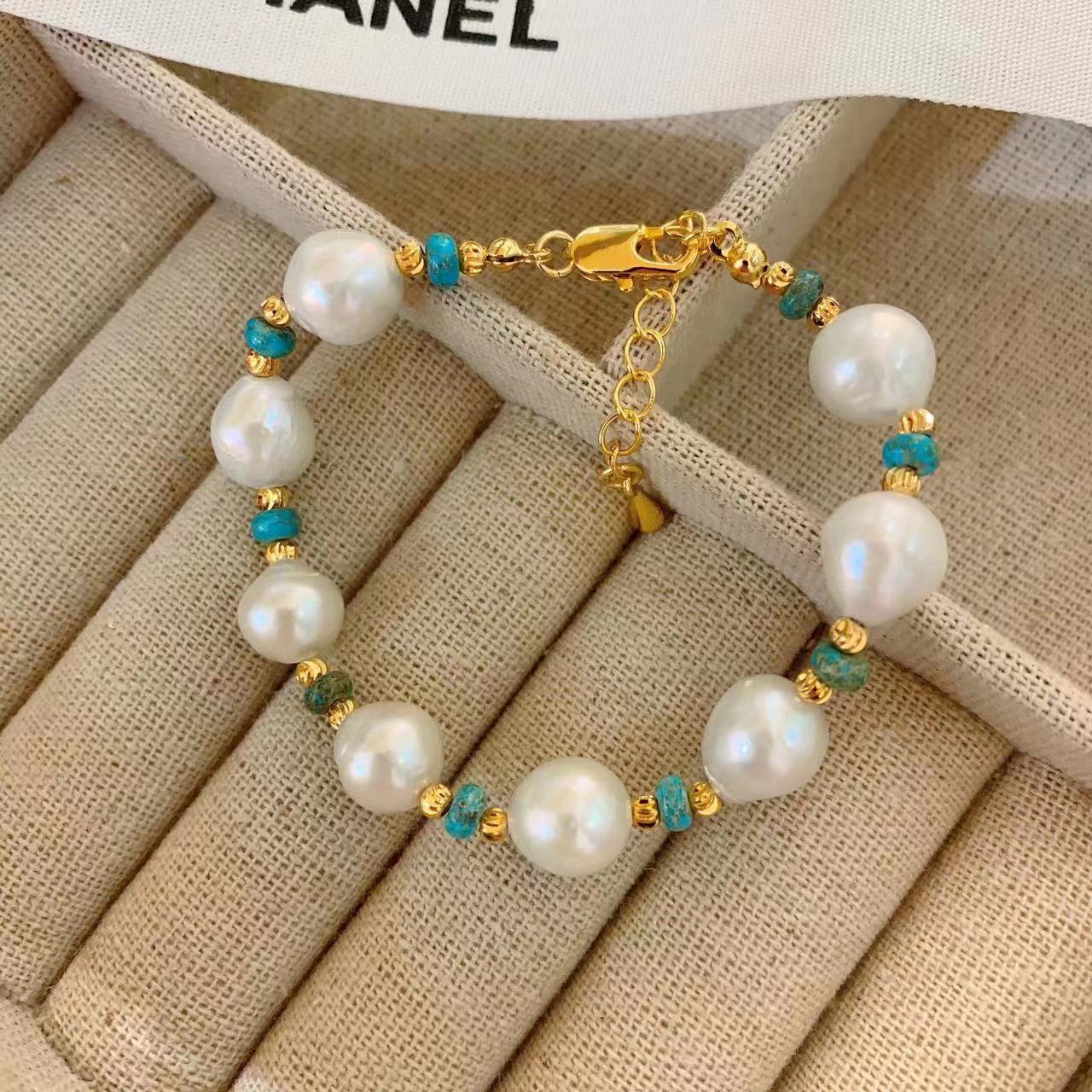 Natural Baroque Pearl Bracelet Women's Summer Plated 22K Gold Adjustable ins Niche Design Jewelry Light Luxury Bracelet