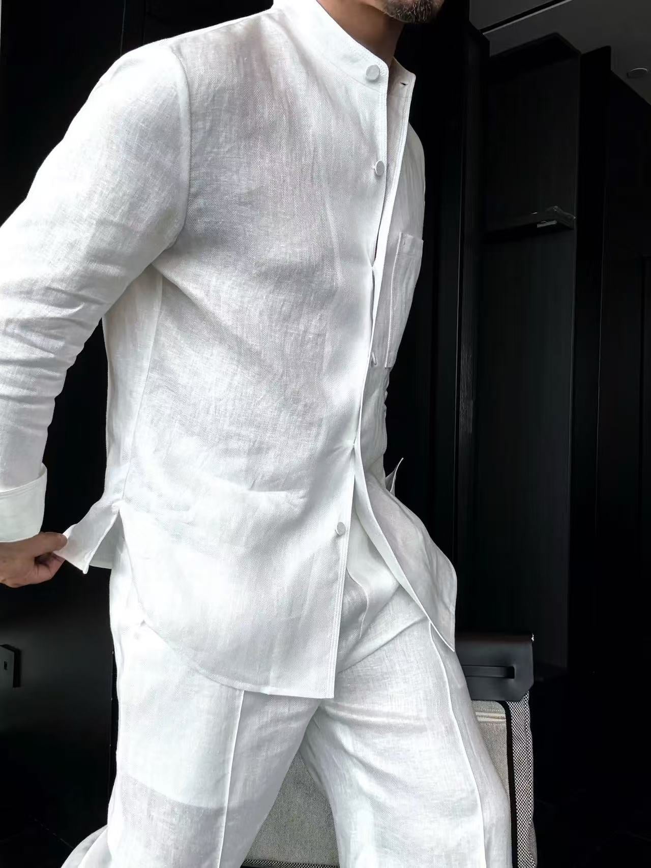 Linen + Old Money Style Wide Collar Coat