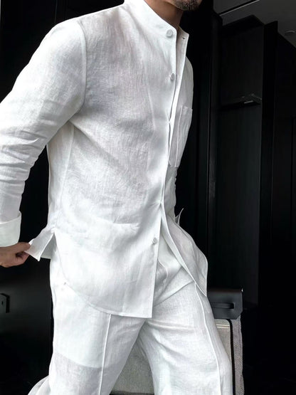 Linen + Old Money Style Wide Collar Coat