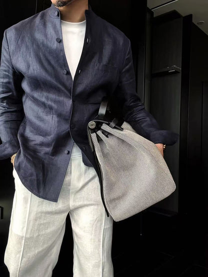 Linen + Old Money Style Wide Collar Coat