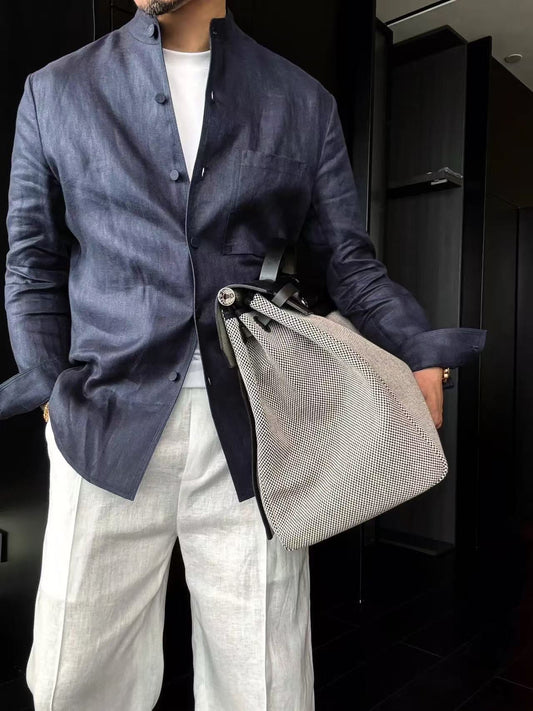 Linen + Old Money Style Wide Collar Coat