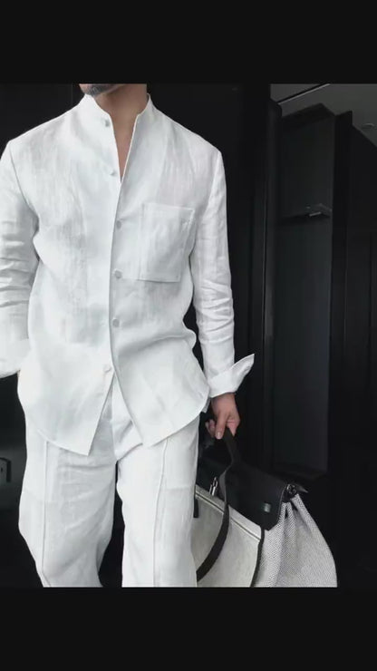 Linen + Old Money Style Wide Collar Coat
