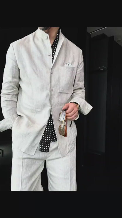 Linen + Old Money Style Wide Collar Coat